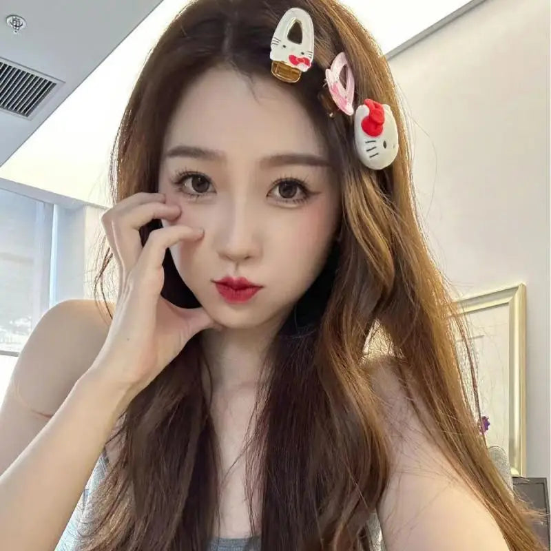 19Pcs Suit Hello Kitty Hair Clip Hairpin for Girls Children's Cinnamoroll Hello Kitty Accessories Hairpin Bb Clip Girls Gifts