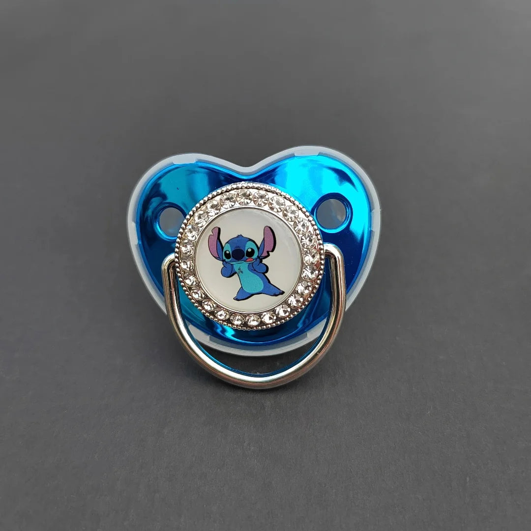 [2024 New set]0-36M Baby with dust cover silicone pacifier chain animal print Newborn tooth toy Stitch Boy Baby bath gift chupet
