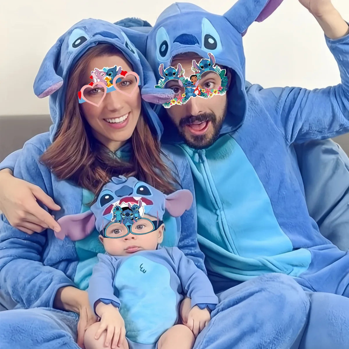 8pcs Anime Stitch Theme Party Paper Glasses Stitch Photo props Kids Boys Happy Birthday Party Decor Cartoon Mask Gift Toy