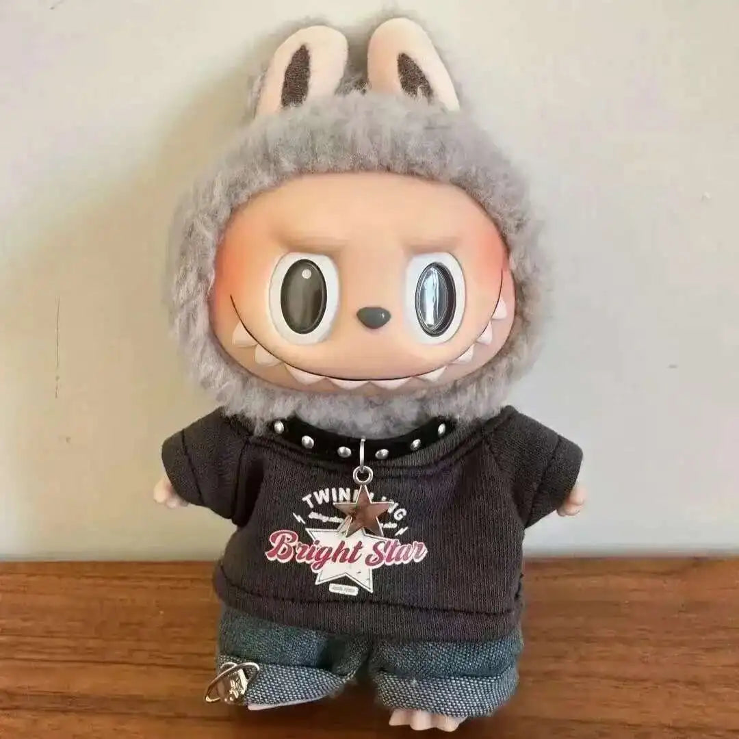17cm labubu clothes outfit Plush doll clothes Macaron Cute Clothing DIY Kid Gift  Dog Clothes Hair accessories v1 v2 clothes