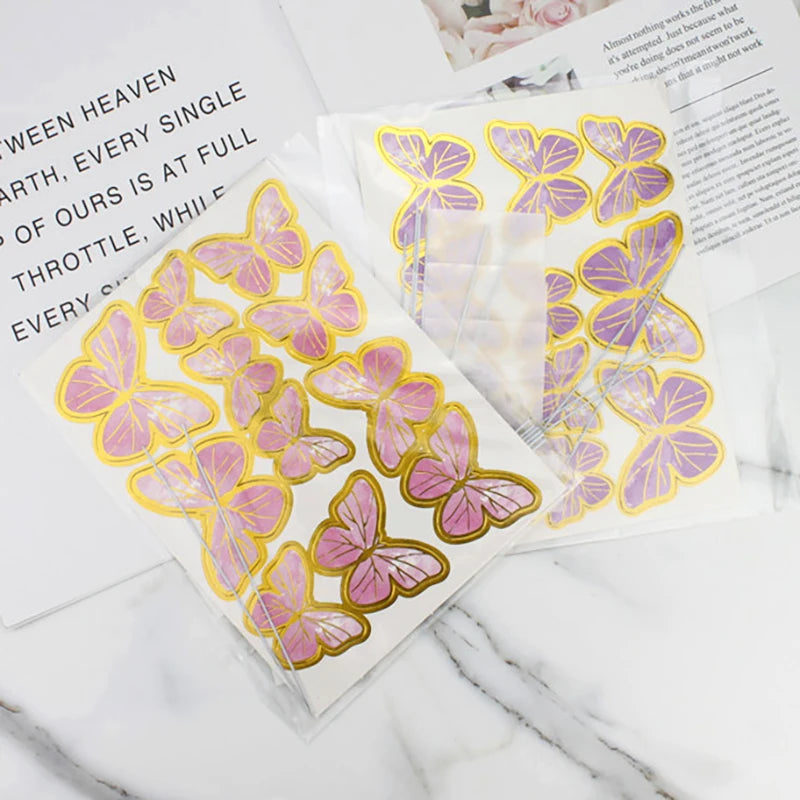 10pcs Dessert Cake Decor Butterfly Stamping Gold Butterfly Cake Toppers Princess Girl Wedding Happy Birthday Party Decor