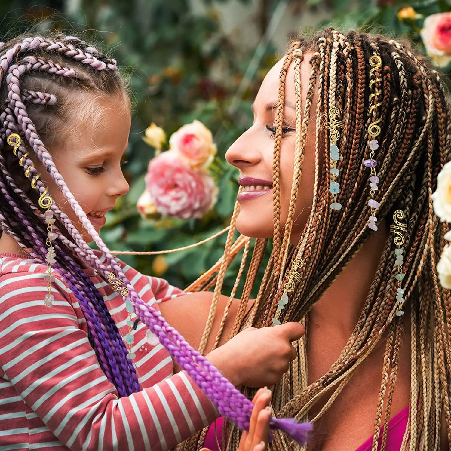 Spiral Charms Beads for Women Colored Crystal Stone Braids Barretts Hair Beads Jewelry Vintage Hairpin Dreadlock Accessories