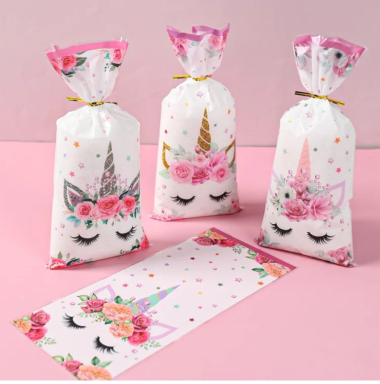 25/50/100pcs Unicorn Candy Bags Gift Packing Bags Birthday Party Decor Gift Bag for Guest Girl Birthday Supplies Baby Shower