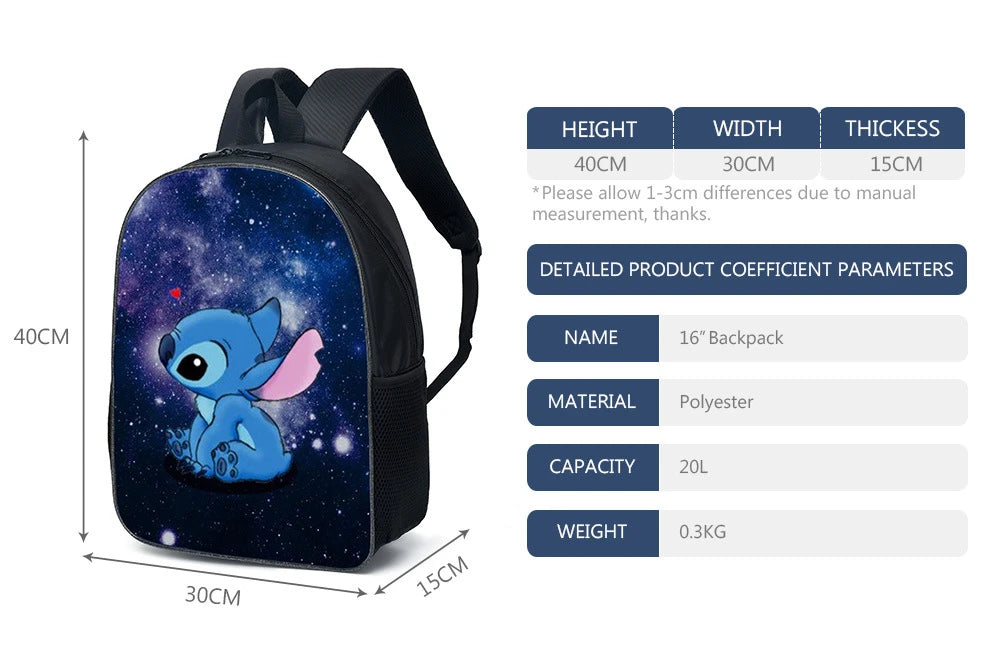MINISO Lilo & Stitch Angel Cosplay Costume Backpack Computer School Bag Xmas Gift