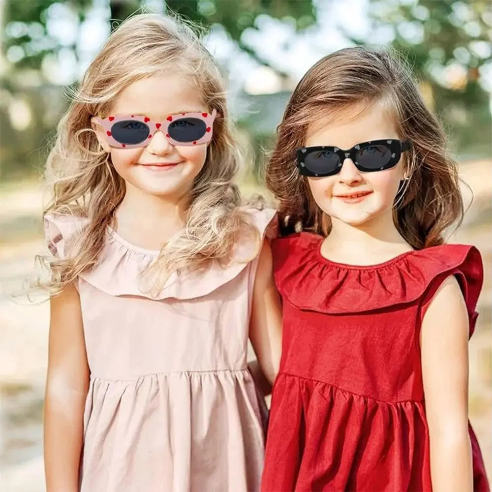 UV400 Heart Print Children Sunglasses Cute 2-8 Years Sun Protection Eyewear Kids Rectangular Sun Glasses