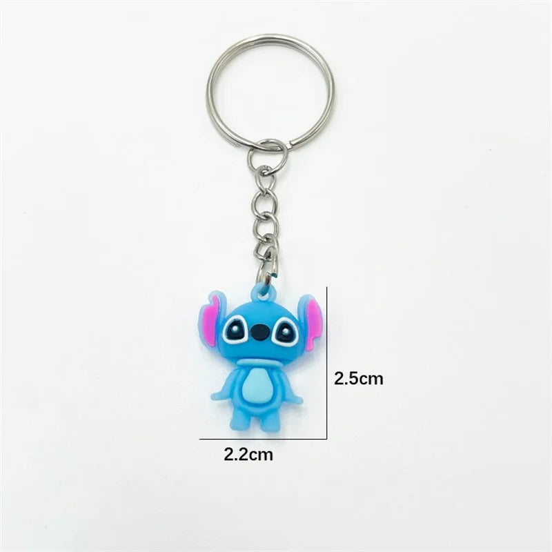 10Pcs/Lot Cartoon Cute Disnesy Stitch Mini Keychain Kawaii Doll Keyring Fashion Bag Cute Ornament Pandent for Girls Gifts Toys