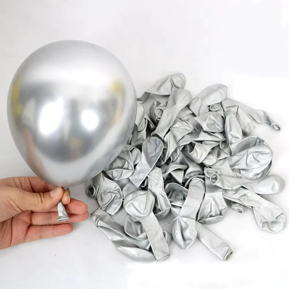 40pcs 12inch Silver Mixed Confetti Latex Balloons Boy Girl Birthday Adult Woman Man Party Decorations Graduation New Year Decor