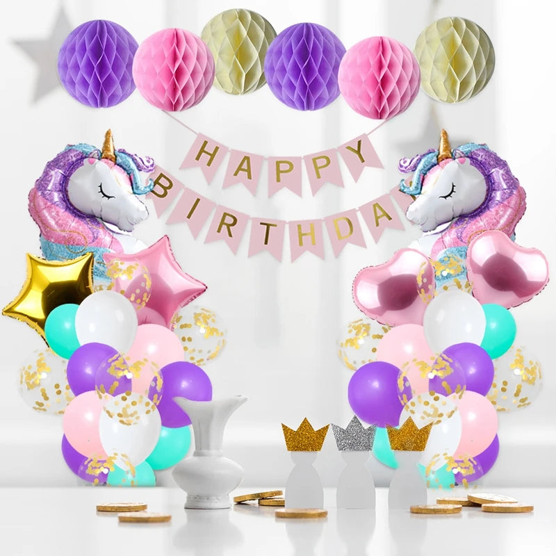 Unicorn Star Color Balloon Garland Arch Kit Rainbow Wedding Birthday Party Decor Kids Baby Shower Birthday Latex Balloons