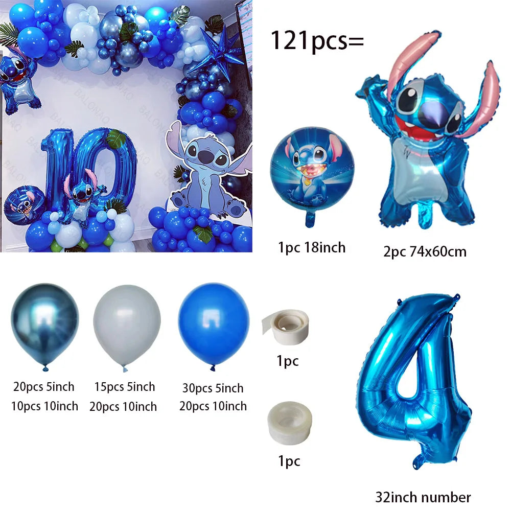 1set Lilo Stitch Arch Kit Garland Foil Helium Balloon Baby Shower Birthday Theme Party Decorations Inflatable Toys Air Globos
