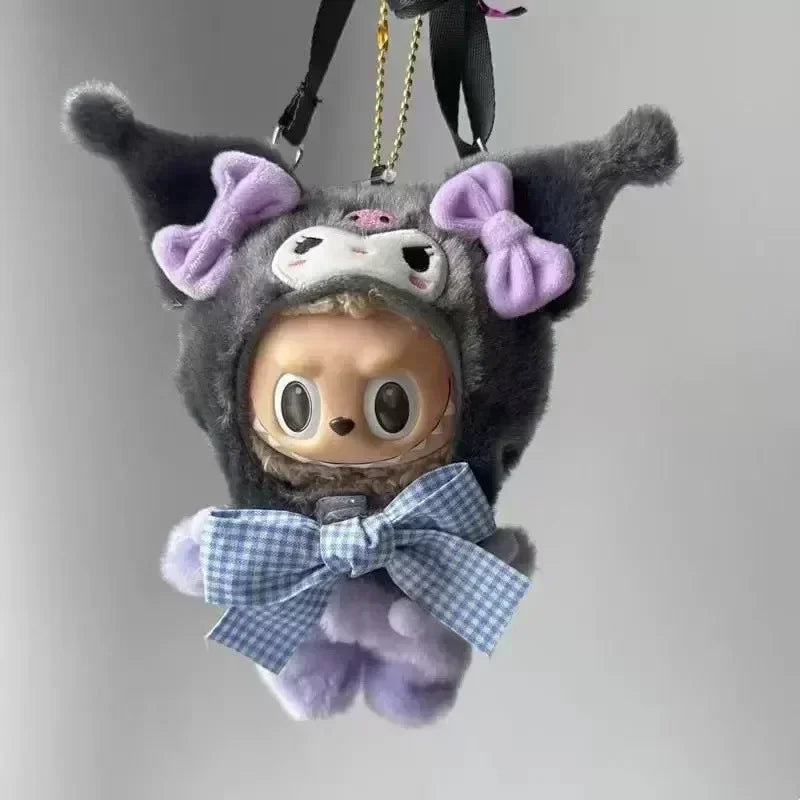 Sanrio Doll Clothes Head Covering Kawaii Anime Hello Kitty Kuromi Melody Cinnamoroll Clothing Cute Labubu Plush Clothes Gift