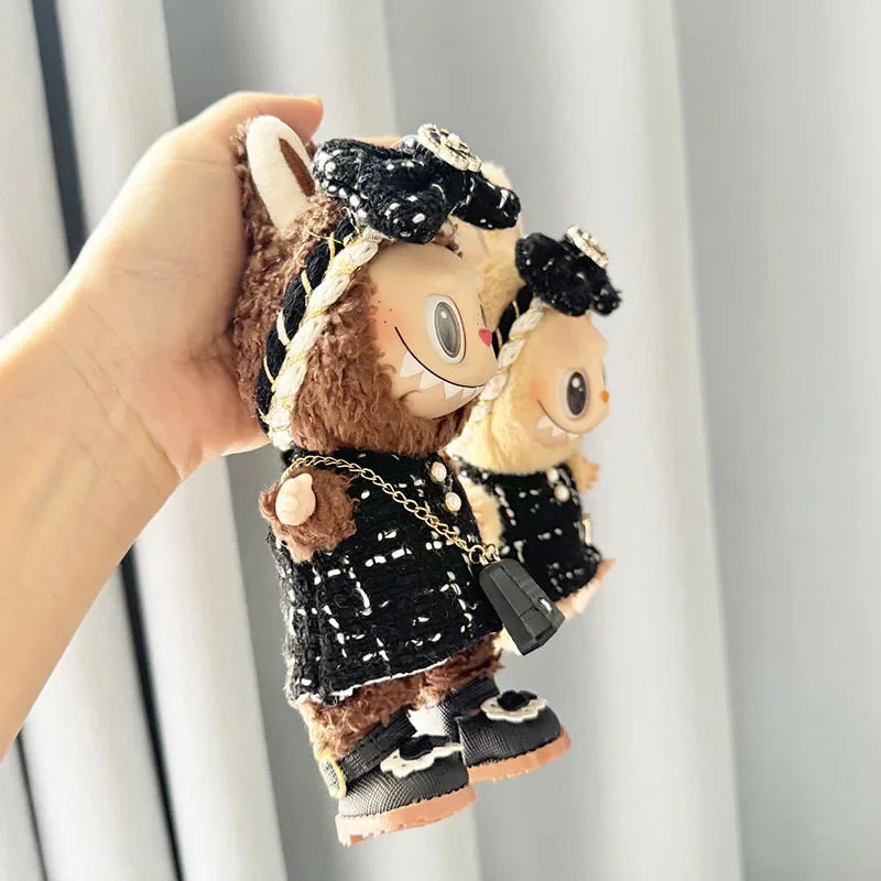 Cute 17cm Labubu Idol Doll Outfit Camellia Dress Bag Shoes Set The Monster Sitting Party Collection Mini DIY