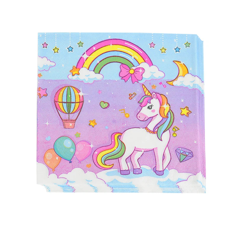 61Pcs/set Rainbow Unicorn Disposable Tableware Paper Plate Cup Tablecloth Girls Unicorn Theme Birthday Party Decoration Supplies