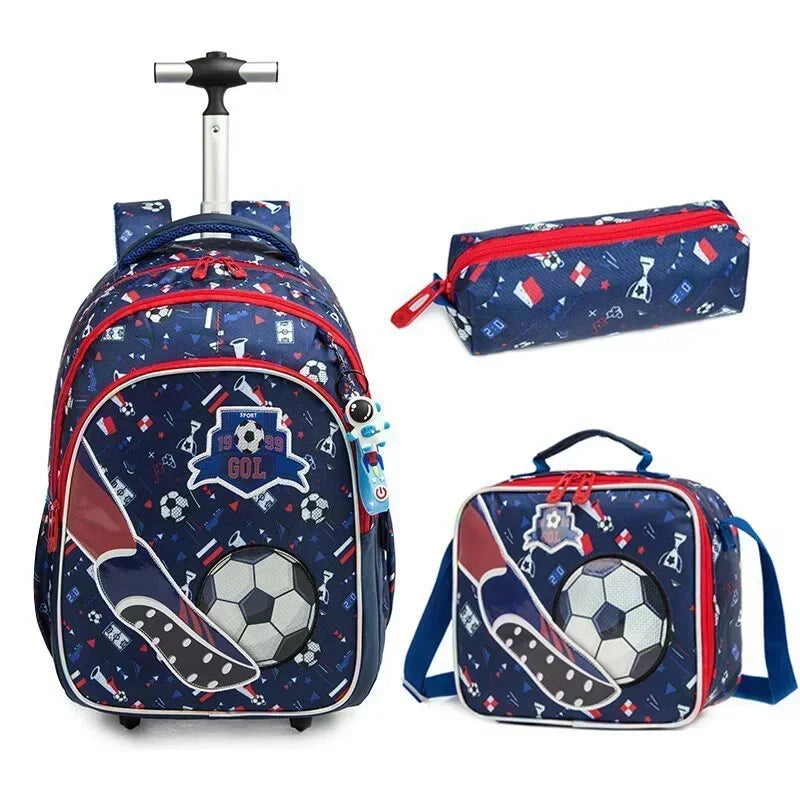 Children's School Backpack with Wheels Kids Wheeled School Bag Teenagers Bag Girls Canvas Backpack Travel Luggage Trolley Bags