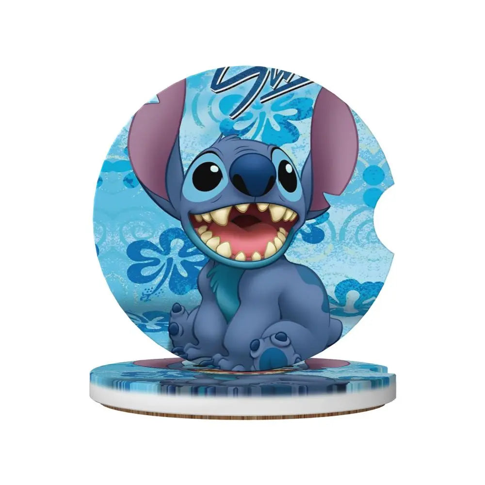 Kawaii Stitch Cartoon Car Cup Coaster 2PCS Universal Cup Holders Embedded in Ornaments Coaster Car Interior Accessories