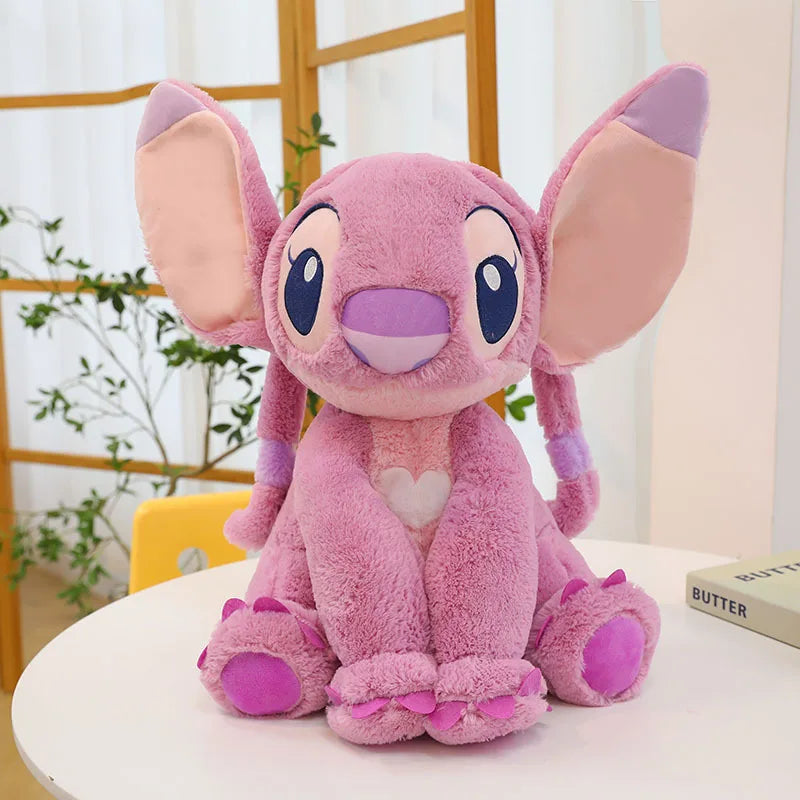 New Blue Pink Lilo & Stitch Hug The Duck Doll Cartoon Angel Plush Toy Cute Anime Soft Stuffed Kawaii Children's Birthday Gift