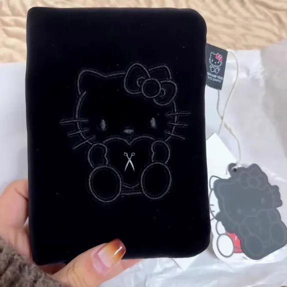 Cute Hello Kitty Denim Mini Portable Bag Cartoon Anime Embroidery Coin Card Passport Holder