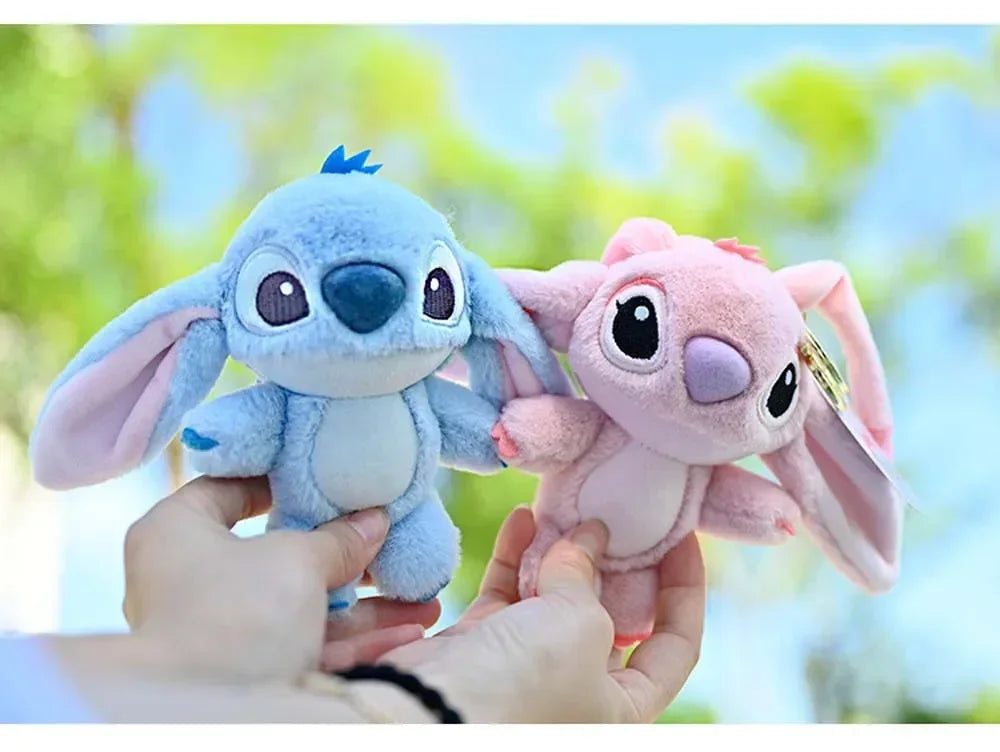 Kawaii Stitch Plush Keychain Toy Lovely Lilo & Stitch Doll Angel Plushies Cute Stuffed Bag Pendant Girls Birthday Gift