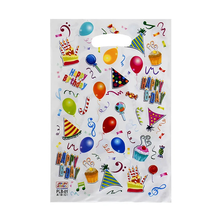 20pcs Printed Gift Bags Polka Dots Plastic Candy Bag Child Party Loot Bags Boy Girl Kids Birthday Party Favors Supplies Decor