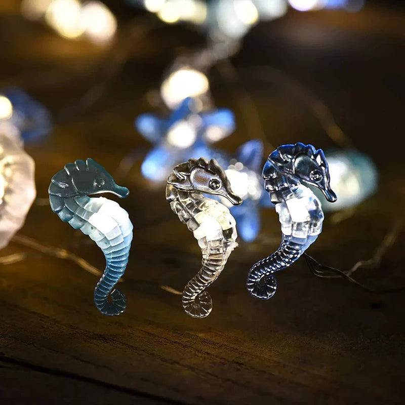 2m 20LED Seashell Starfish String Lights Ocean Theme Party Fairy Light Mermaid Birthday Party Decorations Girl Baby Shower favor