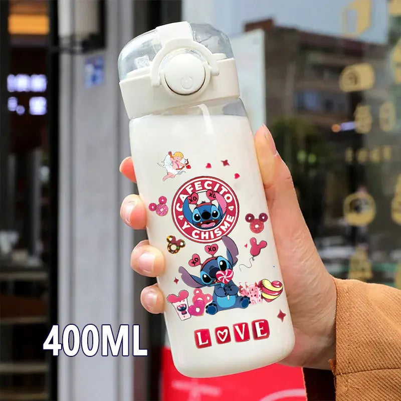 Lilo&Stitch 560/600/400ML Water Cup Children Portable Plastic Transparent Straw Stitch Outdoor Large Capacity Sport Water Bottle