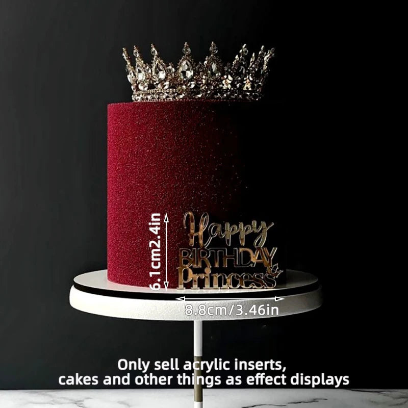 Cake Topper Acrylic Happy Birthday Queen Princess Suitable for Girls Birthday Party Cake Decoration Girls Mitzvah Baby Shower