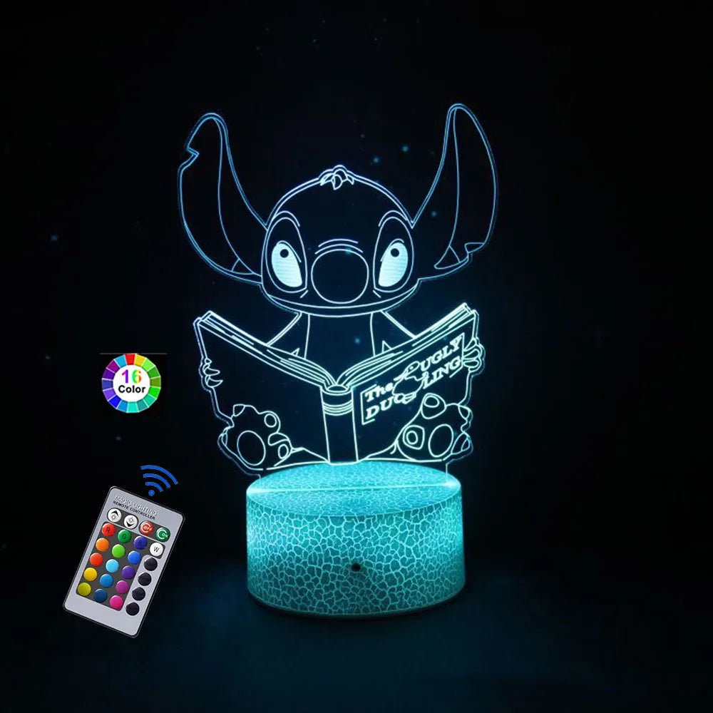 3D Stitch Anime Character LED Night Light, Model Toy, Children's Bed Room Decoration, Birthday Party Gift