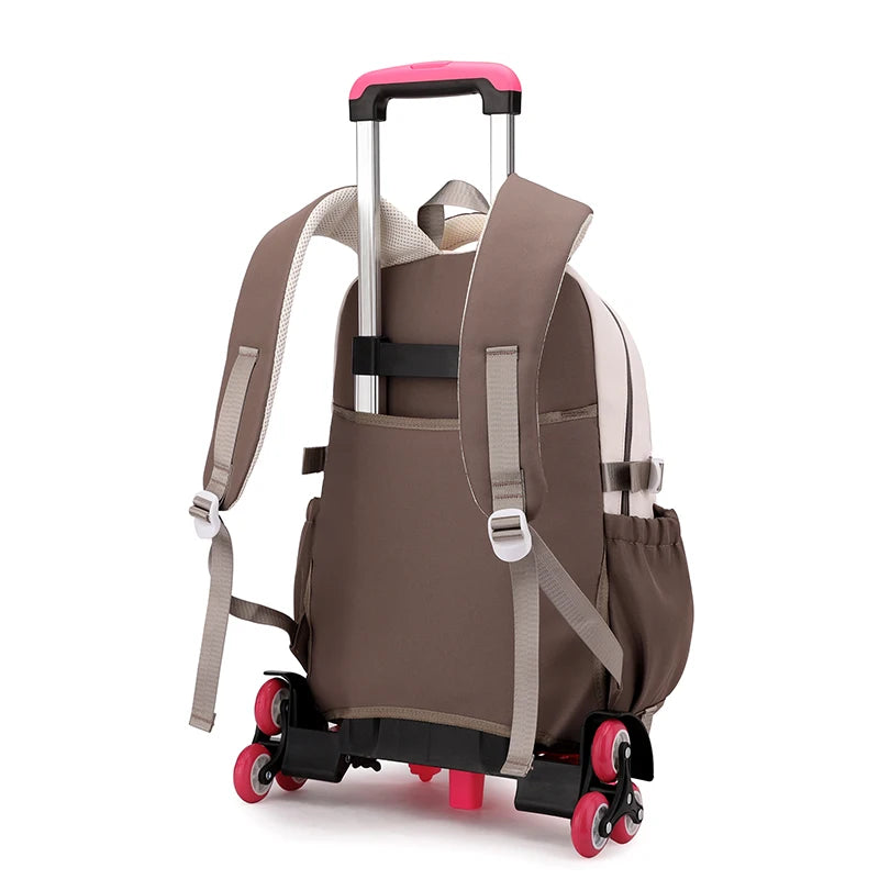 School Backpack with wheels Rolling Backpack for Girls Kids Student Wheeled Backpack Trolley School Bag Travel Trolley Luggage