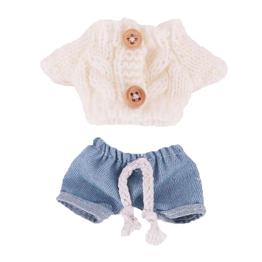 Doll Sweater Pants Shoes set For labubu Clothes 17 cm Doll Accessories,Toys For Girls,Christmas Festival Birthday Present