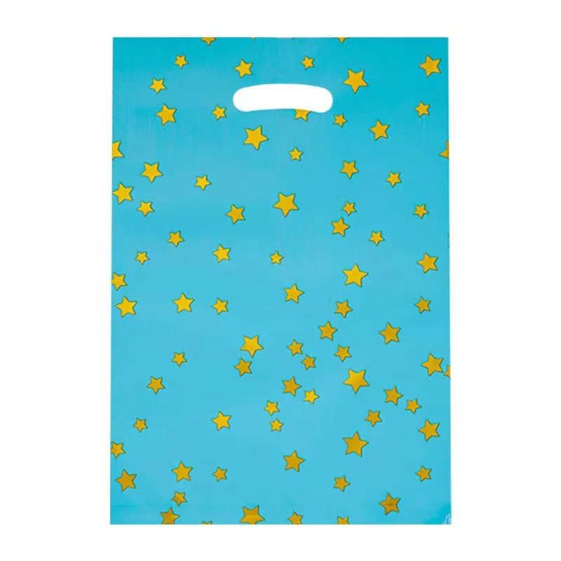 20pcs Printed Gift Bags Polka Dots Plastic Candy Bag Child Party Loot Bags Boy Girl Kids Birthday Party Favors Supplies Decor
