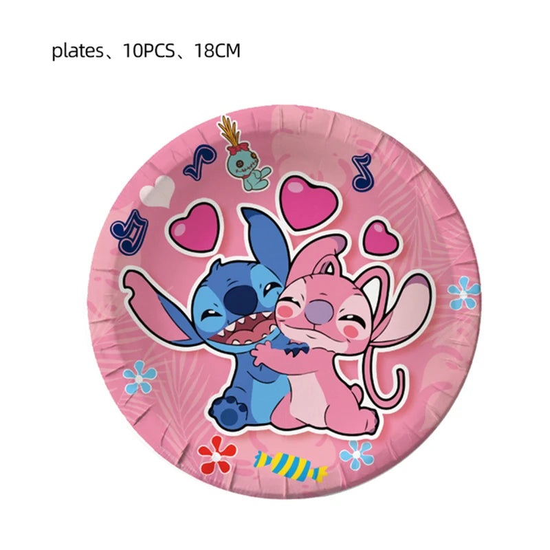 Stitch Birthday Decoration Supplies Disposable Tableware Kit Lilo and Stitch Birthday Party Cups Plates Tablecloth Supplies