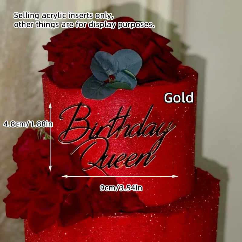 Cake Topper Acrylic Happy Birthday Queen Princess Suitable for Girls Birthday Party Cake Decoration Girls Mitzvah Baby Shower