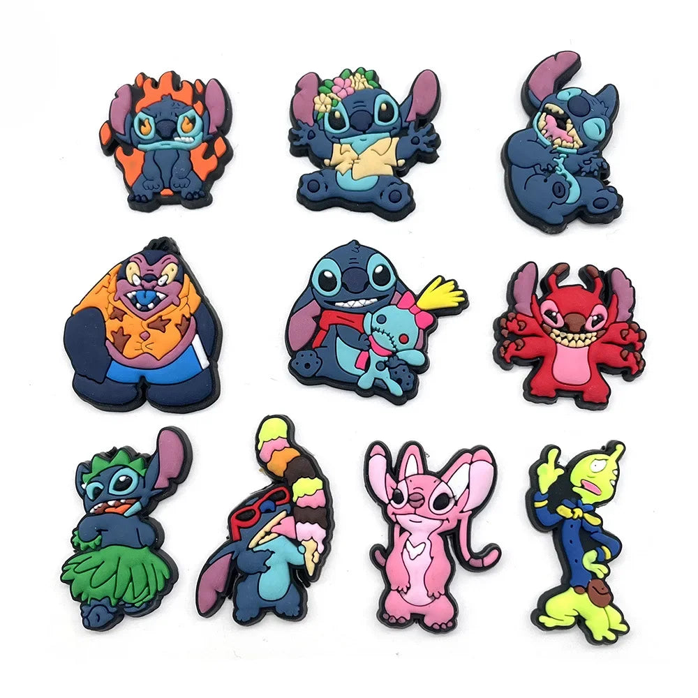 10pcs Lilo Stitch Series Shoe Charms for Crocs DIY Shoe Decorations Stitch Accessories Decorations Sandals Decorate Kids Gifts