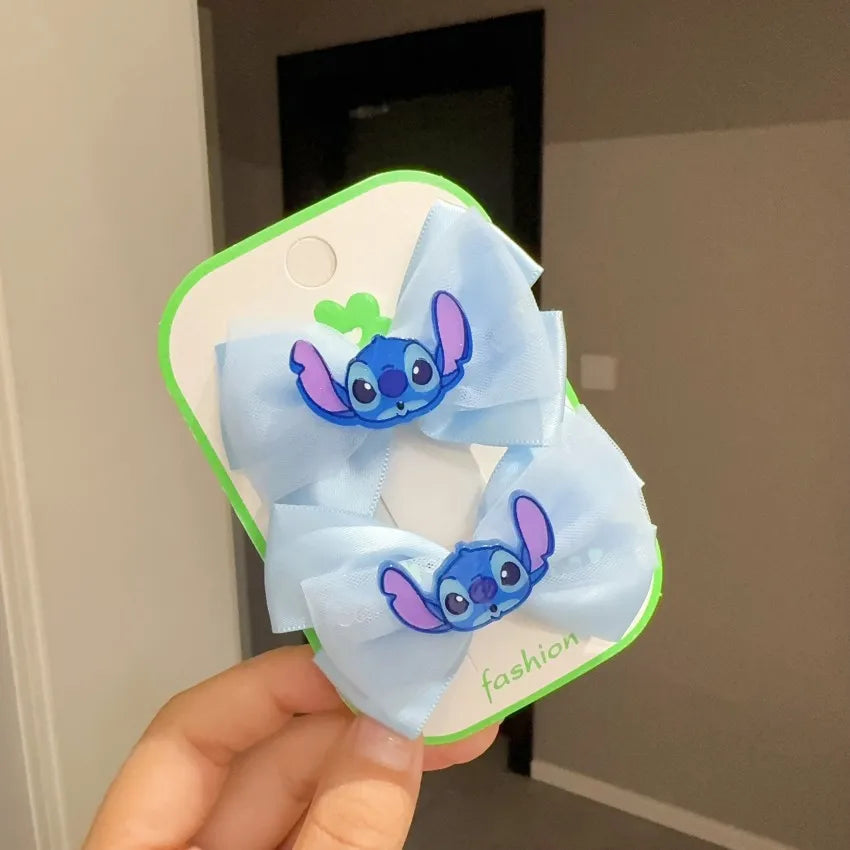 Stitch Girls Bow Hairpin Kawaii Angel Hairclip Headwear Cartoon Cute Hair Accessories Funny Kids Birthday Gifts
