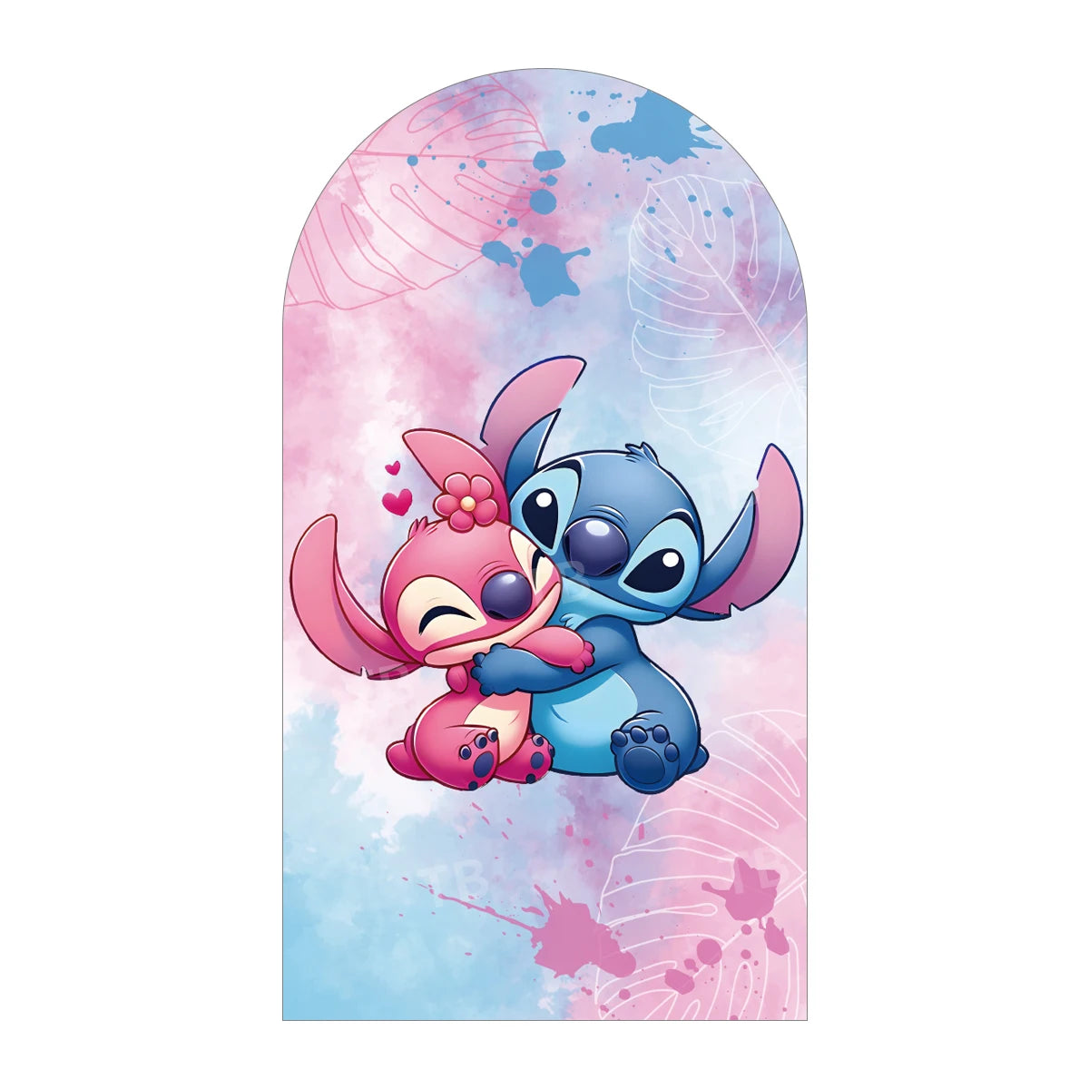 Watercolor Lilo & Stitch Theme Arch Backdrop Cover for Kids Birthday Party Baby Shower Decoration Custom Photography Backdrop