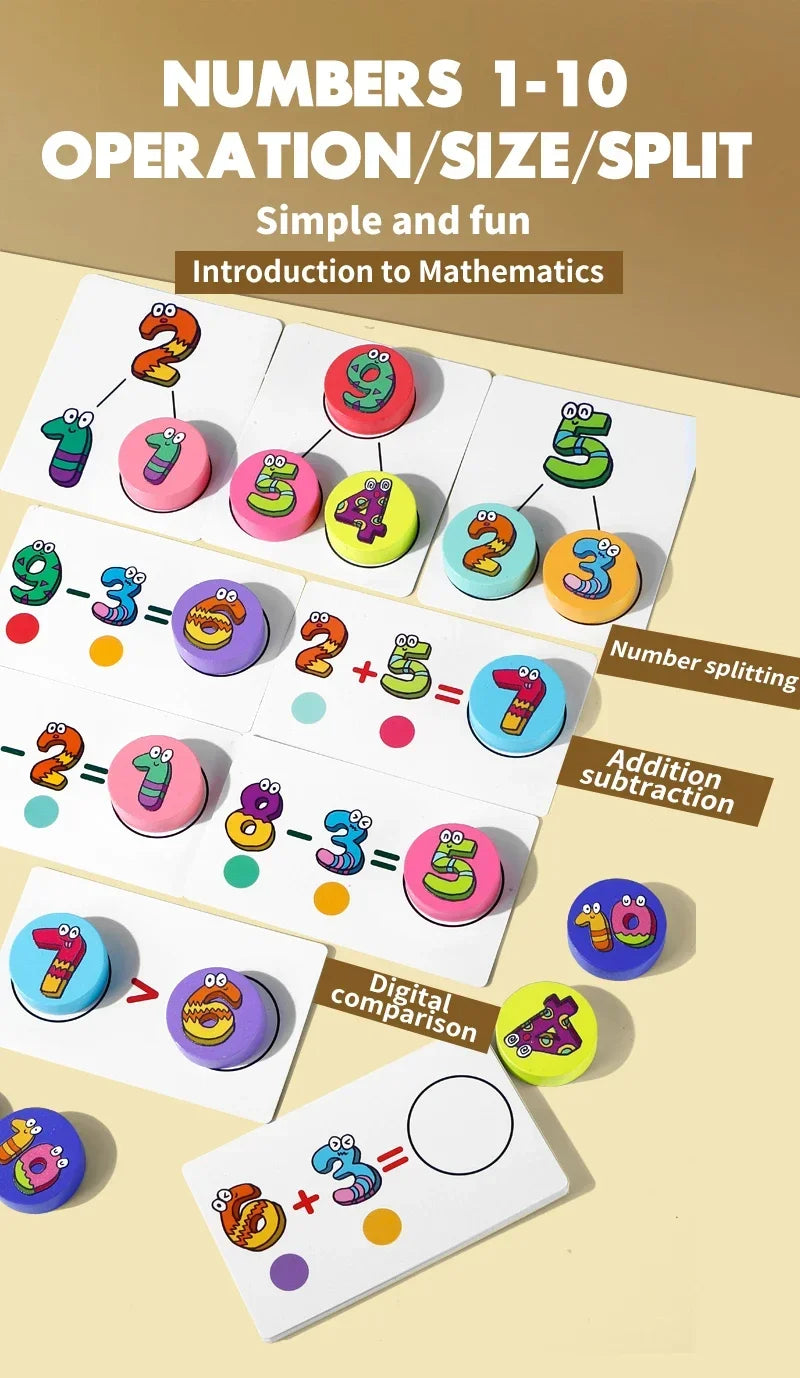 Kids learning 1-10 Numbers Counting Toy, Digital operation card, Digital Math Match Game Toys, Halloween/Christmas