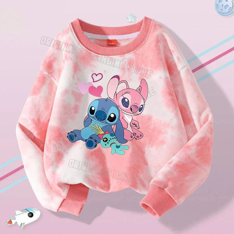 Stitch Tops Sweaters Children Baby Long Sleeve Casual Clothes Boy Girl Sweatshirt Kids Clothing Fall Hood Sweat Shirts Clothes