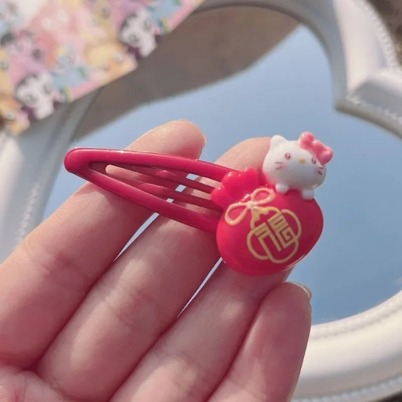 6Pcs Sanrio Hello Kitty Hair Clips Anime Cartoon My Melody Charm Girls Hair Accessories Kawaii Women BB Clips Bangs Clip Gifts