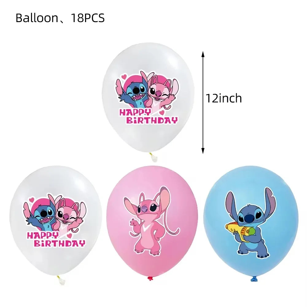 Pink Lilo & Stitch Angel Birthday Party Supply Disposable Tableware Paper Cups Plate Girls birthday party Baby Shower Decoration