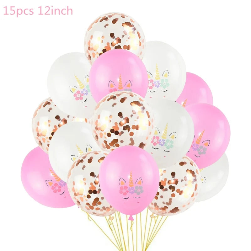 1 Set Unicorn Party Balloons Birthday Baloon Unicorn Decoration Latex Confetti Balloon Birthday Party Decoration Balloons Kids