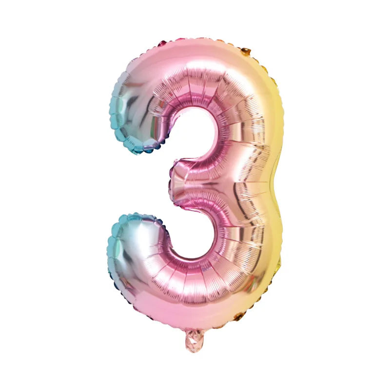 Unicorn Balloon 32inch Number Foil Balloon Set Birthday Party Decor Kids Unicorn Disposable Tableware Baby Shower Party Supplies