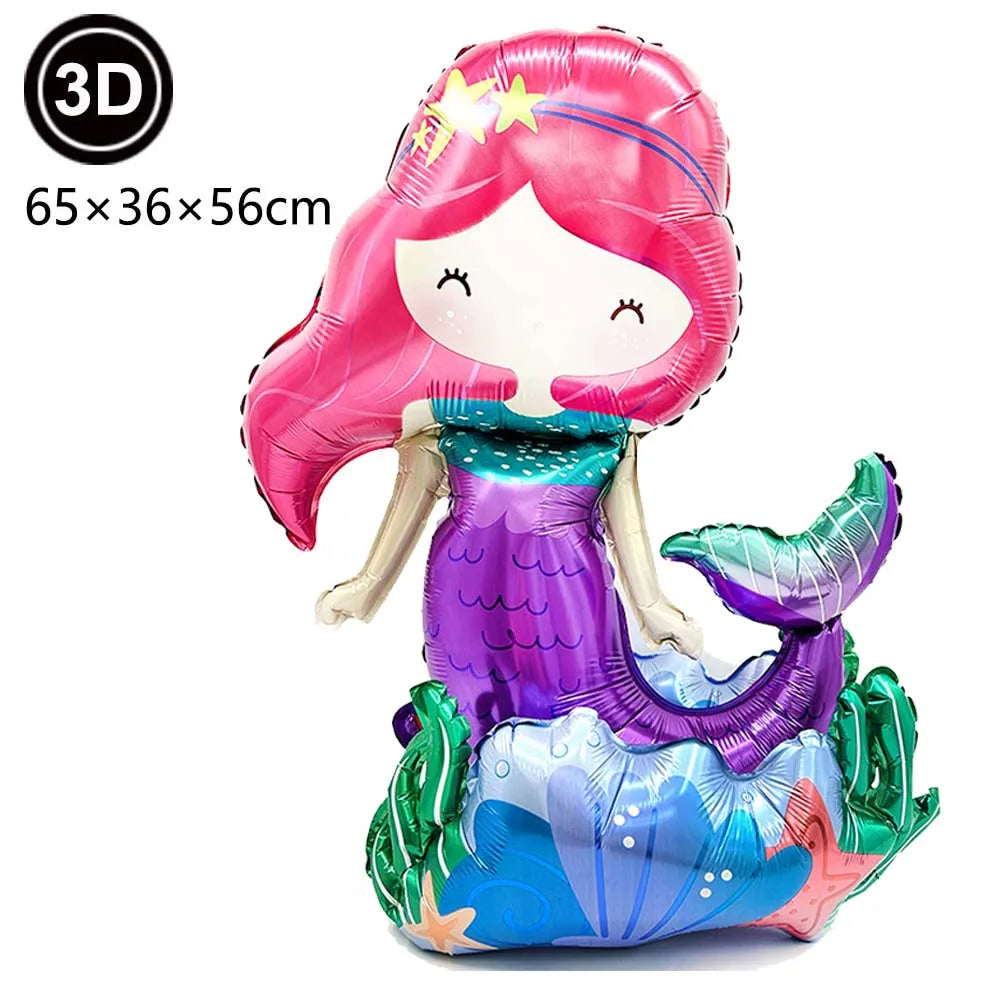 Standing Aluminum Film Smile Mermaid Balloon Children Birthday Partry Decor Supplies Lovely Surprise Toy Baby Shower Balloon