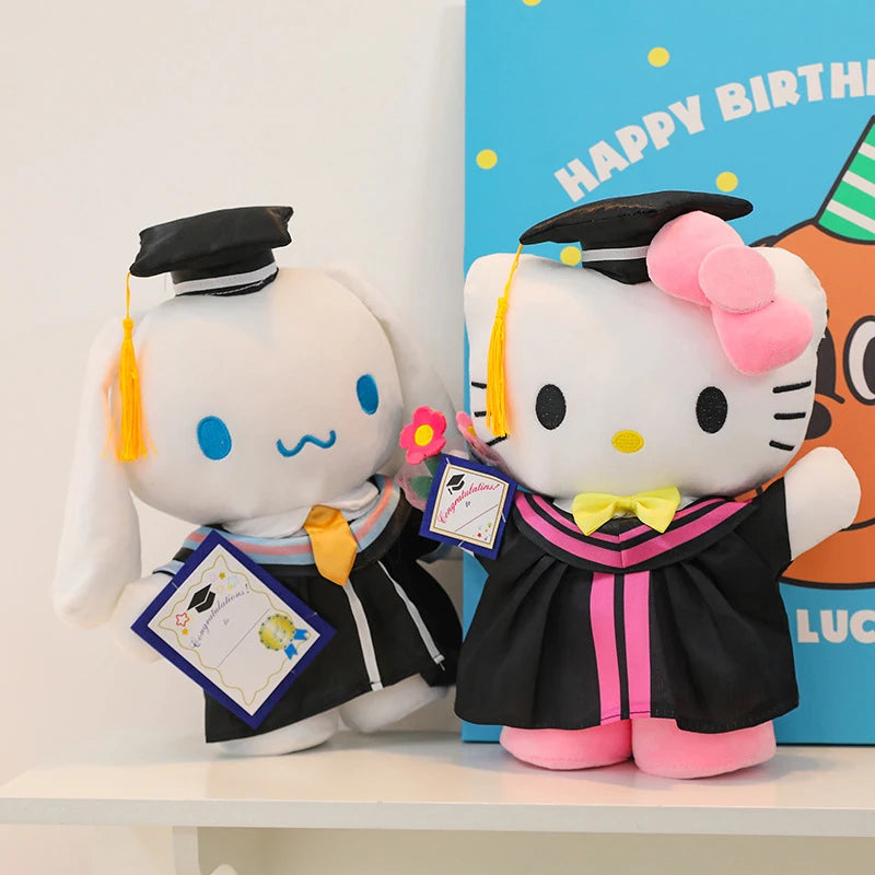 25cm Sanrio Stitch Hello Kitty Graduation Plush Toys Pochacco Soft Tuffed Animals Christmas Birthday Christmas Graduation Gifts