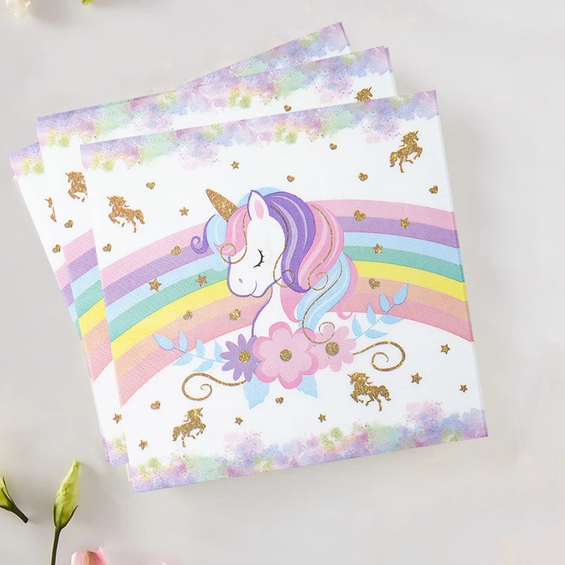 Unicorn Party Supplies Rainbow Unicorn Paper Plates Cups Napkin for Baby Shower First Girls Birthday Party Decorations