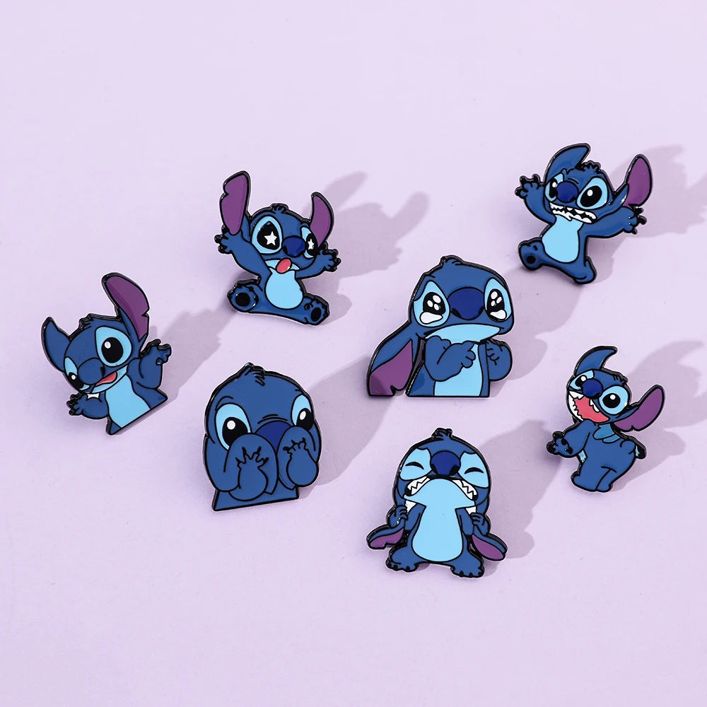 7 Pcs Creative Lilo&Stitch Brooch Personalized Stitch Enamel Pin Backpack Clothing Jewelry Metal Badge Accessories Gift