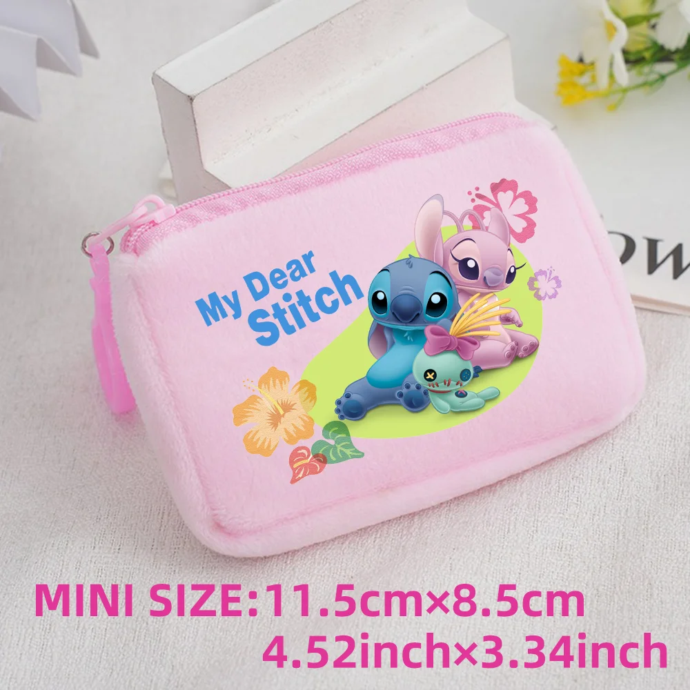 Lilo Stitch Kids Anime Plush Coin Purse Girls Boys Cute Mini Wallet Cartoon Moneybag Kids Storage Bag Pendant Birthday Gifts