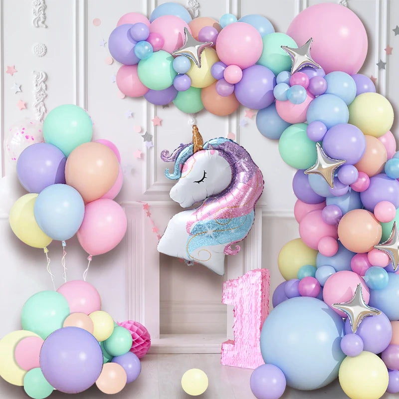 Rainbow Unicorn Disposable Tableware Happy 1st Birthday Party Decorations Kids Unicorn Theme Wedding Baby Shower Girls Supplies