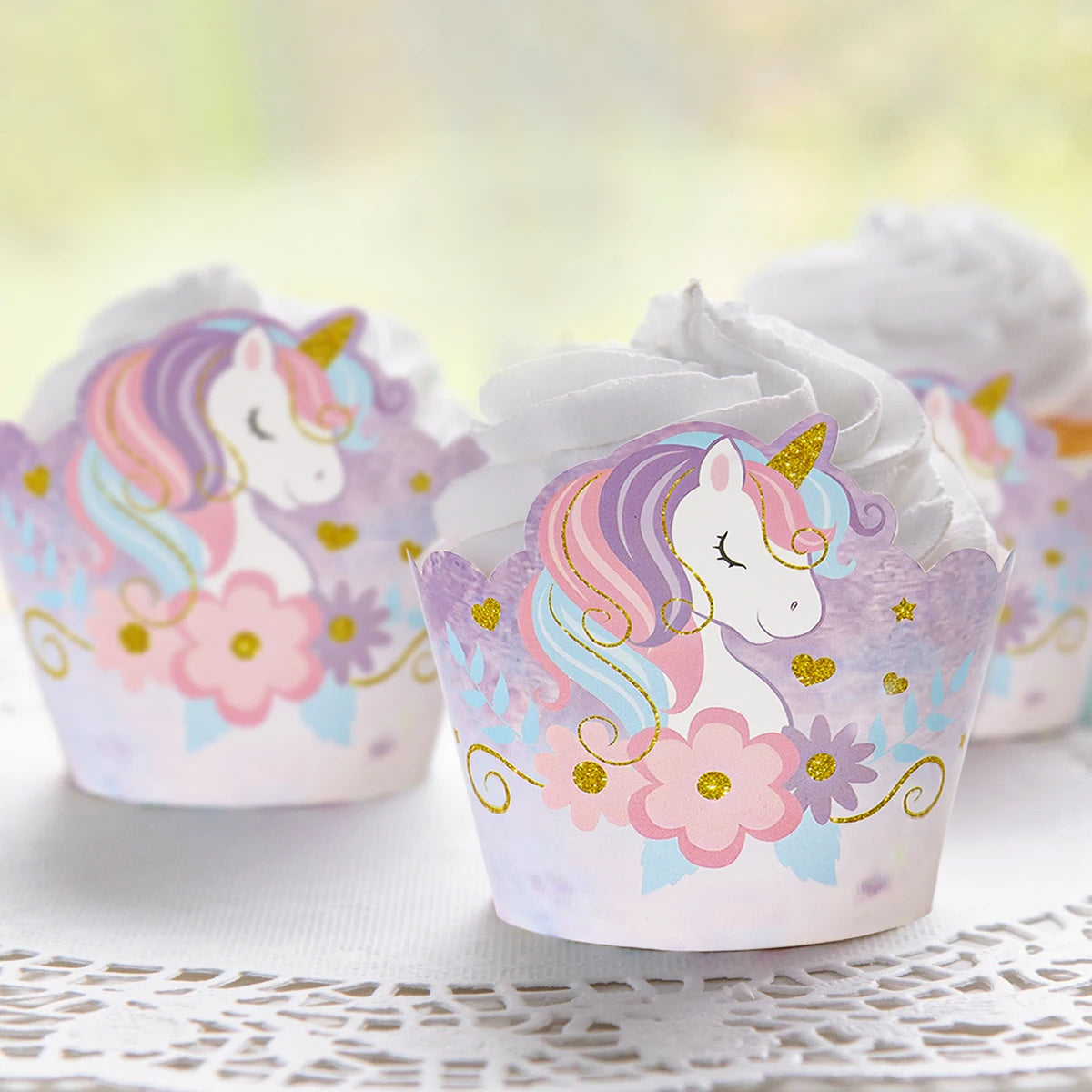 6pcs Rainbow Unicorn Cupcake Wrappers Cake Container Unicorn Birthday Party Cake Decorations Baby Shower Unicorn Party Supplies