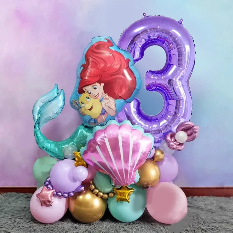 Mermaid Ariel Princess Birthday Party Decorations Disposable Tableware Plate Straw Cup Balloons Baby Shower Party Supplies