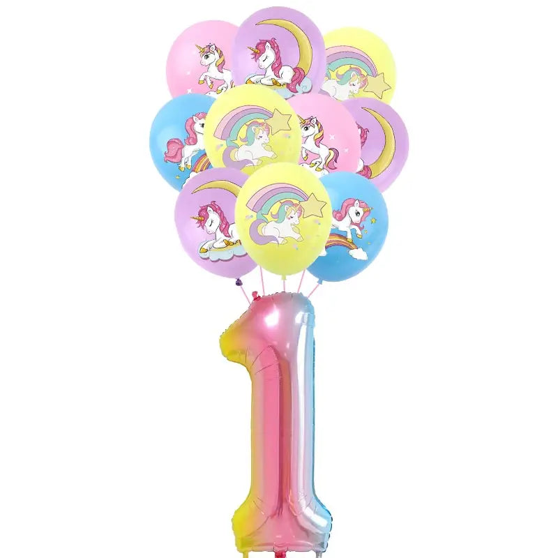 Unicorn Decoration For Birthday Girl Happy Birthday Unicorn Them Deco Kit Tableware Background Banner Balloons Supplies For Kids