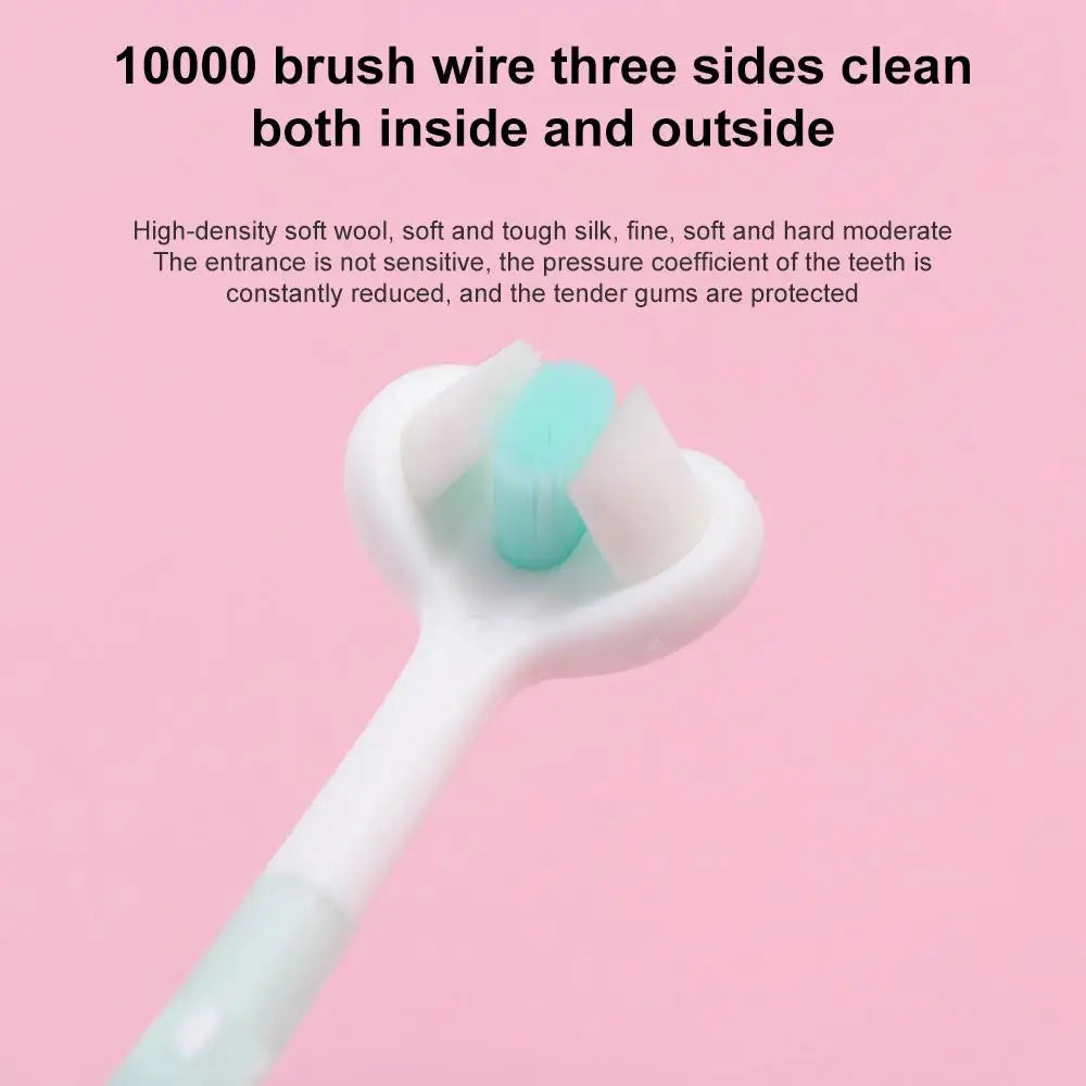 Candy Color Three Sided Toothbrush Teeth Clean 360 Degree 3D Tooth Brush Deep Cleaning Soft Bristle Oral Care Brush Boy Girl